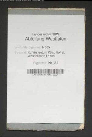 Bruchstücke eines Protokolls über ausgegebene westfälische Lehen