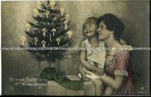 Weihnachtspostkarte, Mutter mit Kind