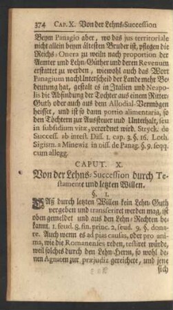 Caput. X. Von der Lehns-Succession durch Testamente und letzten Willen