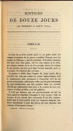 Histoire de douze jours  : origines diplomatiques de la guerre de 1914-1917