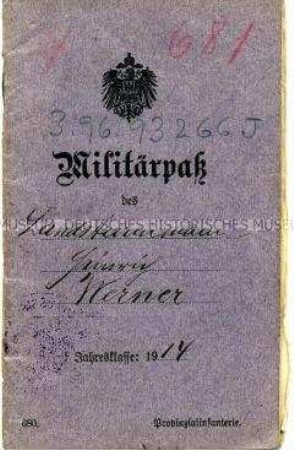 Militärpass aus dem 1. Weltkrieg von Heinrich Werner