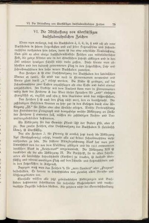 VI. Die Abschaffung von überflüssigen buchstabenähnlichen Zeichen