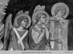 Wanddekoration : Thronende Muttergottes, von Engeln umgeben (mittleres Bildfeld)