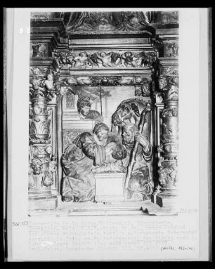 Hochaltar, Tabernakelgeschoss, linker Teil, rechtes Relief: Anbetung des Christuskindes