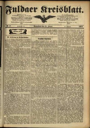 Zweite Ausgabe vom Samstag, den 22. Januar 1910.