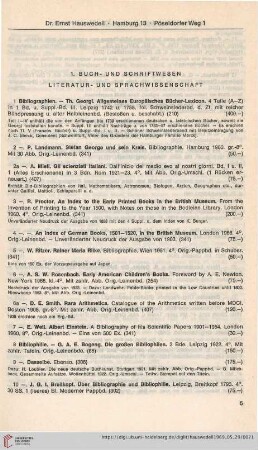 1. Buch- und Schriftwesen . Literatur- und Sprachwissenschaft (Nr. 1-93)