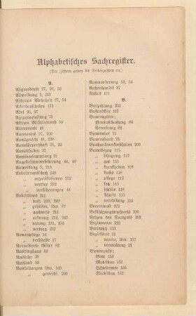 Alphabetisches Sachregister