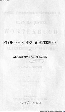 Etymologisches Wörterbuch der albanesischen Sprache