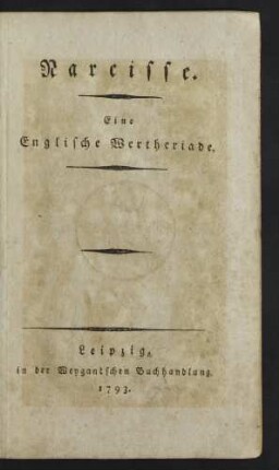 Narcisse : eine Englische Wertheriade