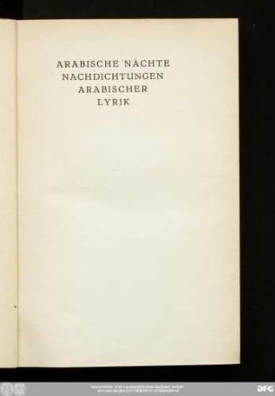 Arabische Nächte Nachdichtungen Arabischer Lyrik