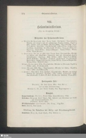 VII. Gesamtministerium