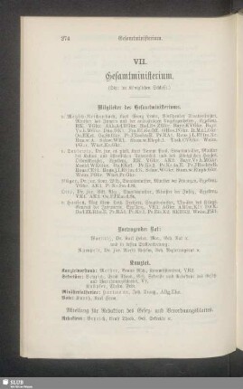 VII. Gesamtministerium