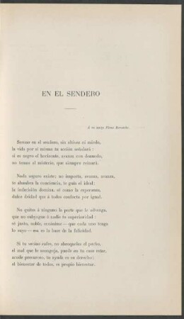 En el sendero : (poesía)