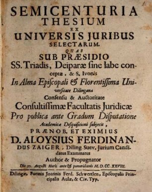 Semicenturia Thesium Ex Universis Juribus Selectarum