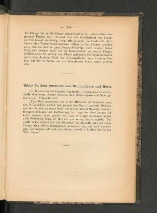 Ueber die Seen zwischen dem Kilimandjaro und Meru.