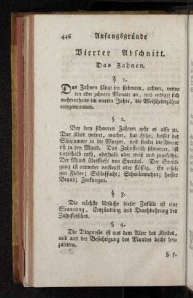 Vierter Abschnitt. Das Zahnen.