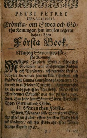 Een kort och nyttigh Chronica om alla Swerikis och Göthis Konungar