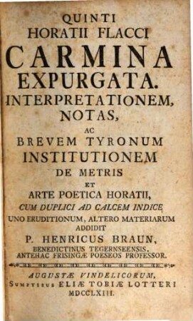 Quinti Horatii Flacci Carmina Expurgata