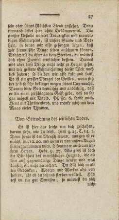 Von Betrachtung des zeitlichen Todes.