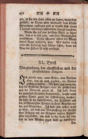 XL. Brief. Vergleichung der christlichen und der philosophischen Religion.