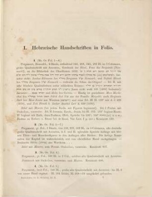 Verzeichniss der hebräischen Handschriften, 1