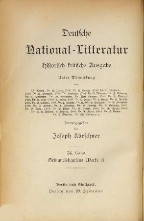 Grimmelshausens Werke. 2, Der abentheuerliche Simplicius Simplicissimus ; Bd. 2