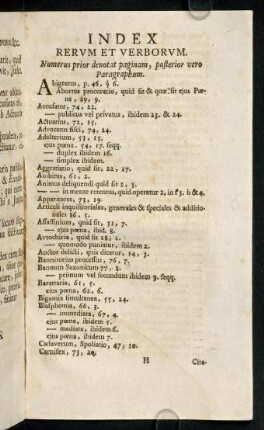 Index Rerum et Verborum.
