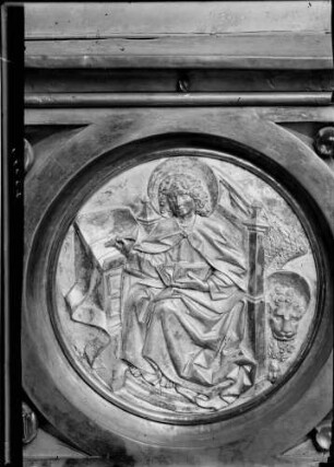 Reichenau Mittelzell Kloster Marienmünster Schatzkammer Reliquienschrein des Heiligen Marcus (1303/1305), gestiftet von König Albrecht von Habsburg Evangelist Markus