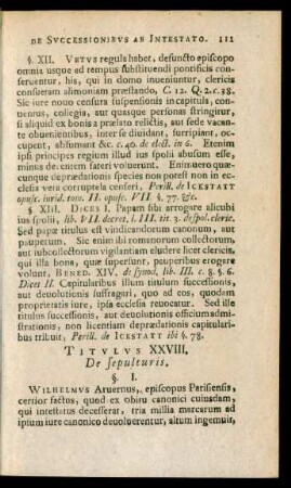 Titulus XXVIII. De sepulturis.