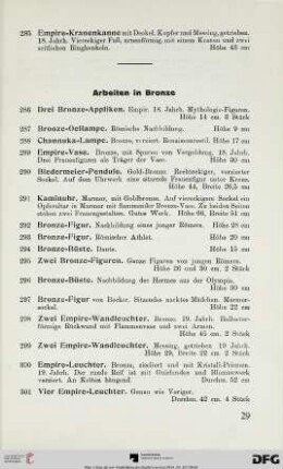 Arbeiten in Bronze (Nr. 286-303)