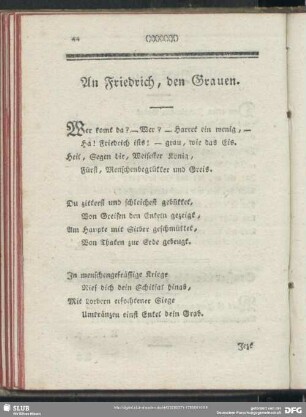 An Friedrich, den Grauen