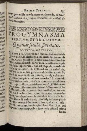 Progymnasma Tertium Et Tricesimum. Quatuor sæcula, siue ætates.
