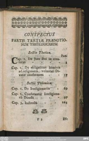 Conspectus Partis Tertiae Praenotionum Theologicarum.