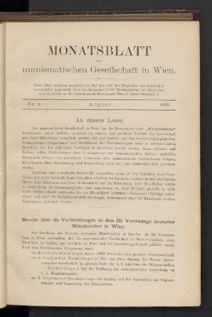 Nr. 1. August 1883