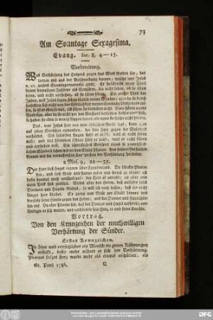 Am Sonntage Sexagesima. Evang. Luc. 8, 4 - 15.