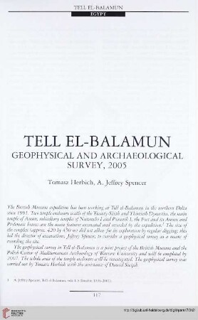 17: Tell el-Balamun : geophysical and archaeological survey, 2005