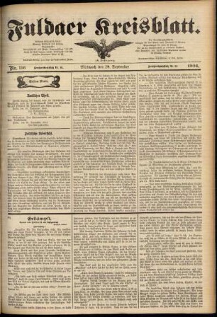 Erste Ausgabe vom Mittwoch, den 28. September 1904.
