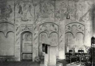 Innenansicht der Kirche in Briesen : Bildende Volkskunst - sakrale Kunst. Ort: Brjazyna / Briesen. Innenansicht der Kirche mit Wandmalereien (Freskenzyklus: "Passion").