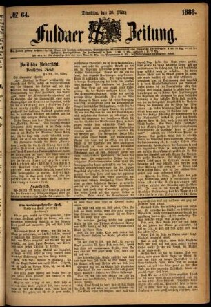 Ausgabe vom Dienstag, den 20. März 1883.