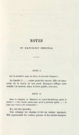 Notes du manuscrit original