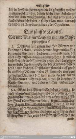 Das fünffte Capitel. Wie und was für Weise sol man die Reiser pfropffen?