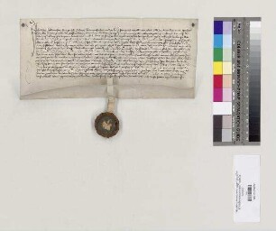 Georg Hellmaister, Bürger zu Erding (Arding) stellt einen Revers über das zu Erbrecht von Abt Hartung [Pfersfelder] von St. Emmeram erhaltene Lehen bei Erding aus. S=A