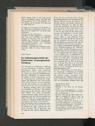 Zur Gründungsgeschichte der Katholischen Kirchengemeinde Flensburg