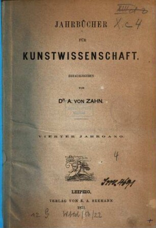 Jahrbücher für Kunstwissenschaft. 4. 1871