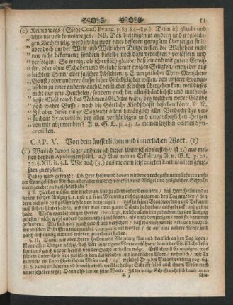 Cap. V. Von dem äusserlichen und innerlichen Wort