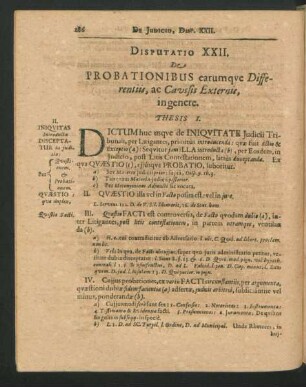 Disputatio XXII. De Probationibus earumque Differentiis, ac Causis Externis, in genere.