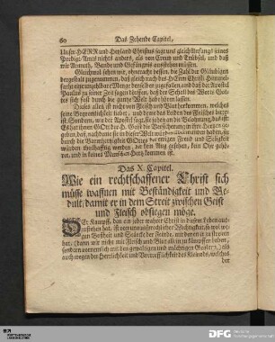 Das X. Capitel. Wie ein rechtschaffener Christ sich müsse waffnen mit Beständigkeit und Gedult...