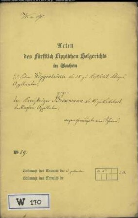 Wiggenbröker Nr. 28 in Kohlstädt gegen Kreuzkrüger Brokmann Nr. 115 zu Berlebeck - Herausgabe eines Dokuments