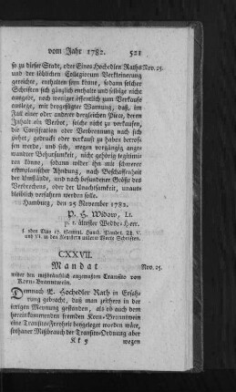 CXXVII. Mandat