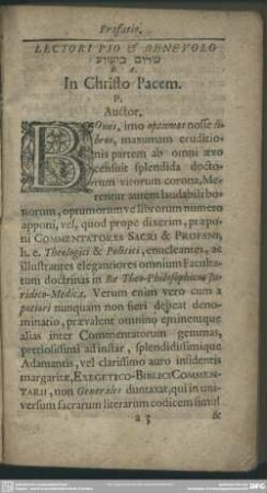 Lectori Pio & Benevolo